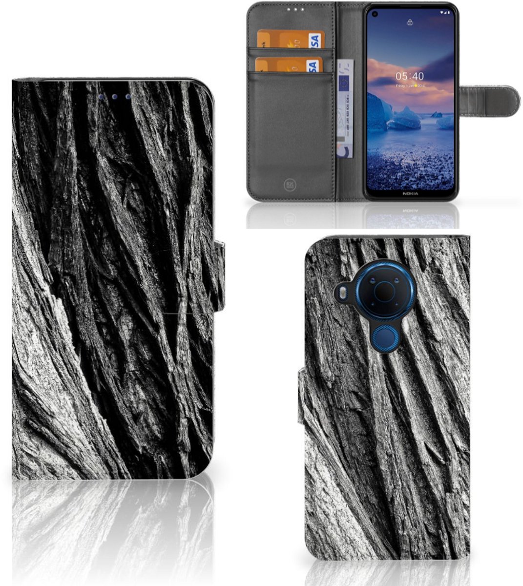 Book Style Case Nokia 5.4 Boomschors Grijs