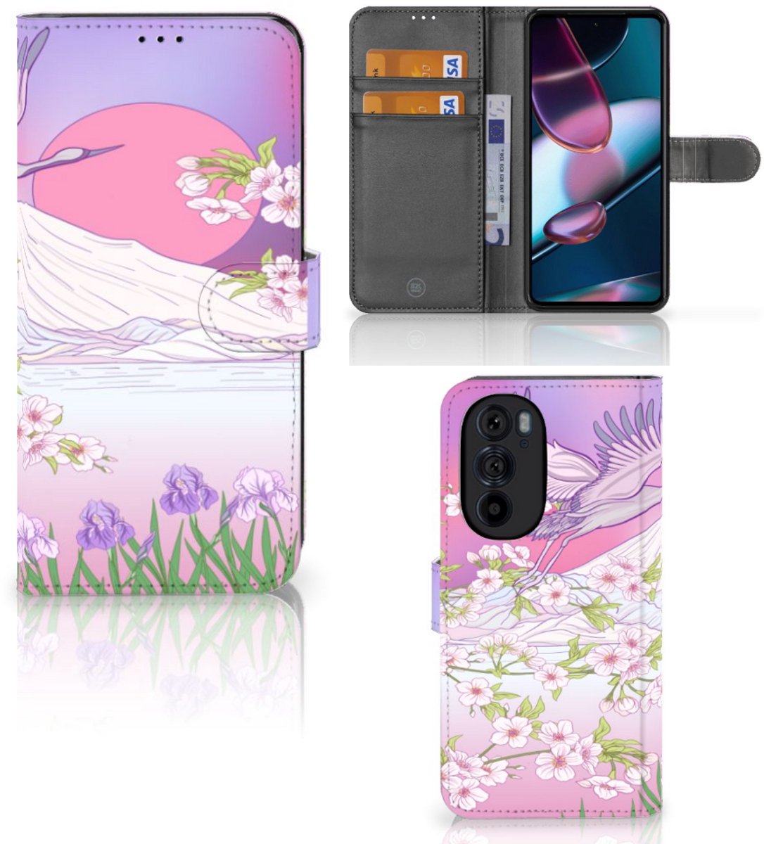 Motorola Edge 30 Pro Telefoonhoesje met Pasjes Bird Flying