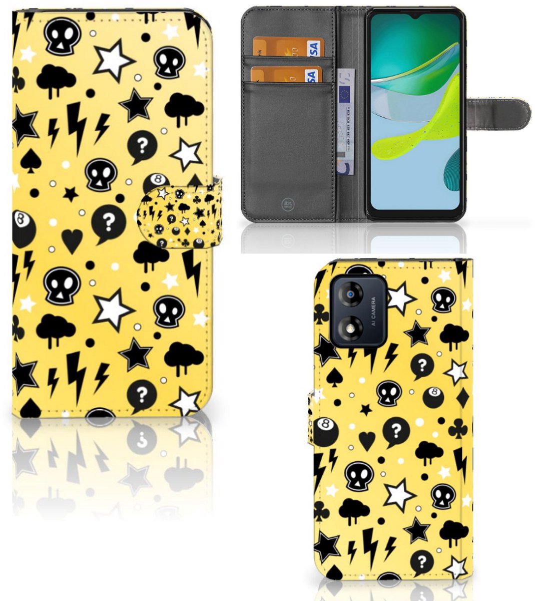 Telefoonhoesje met Naam Motorola Moto E13 4G Punk Geel