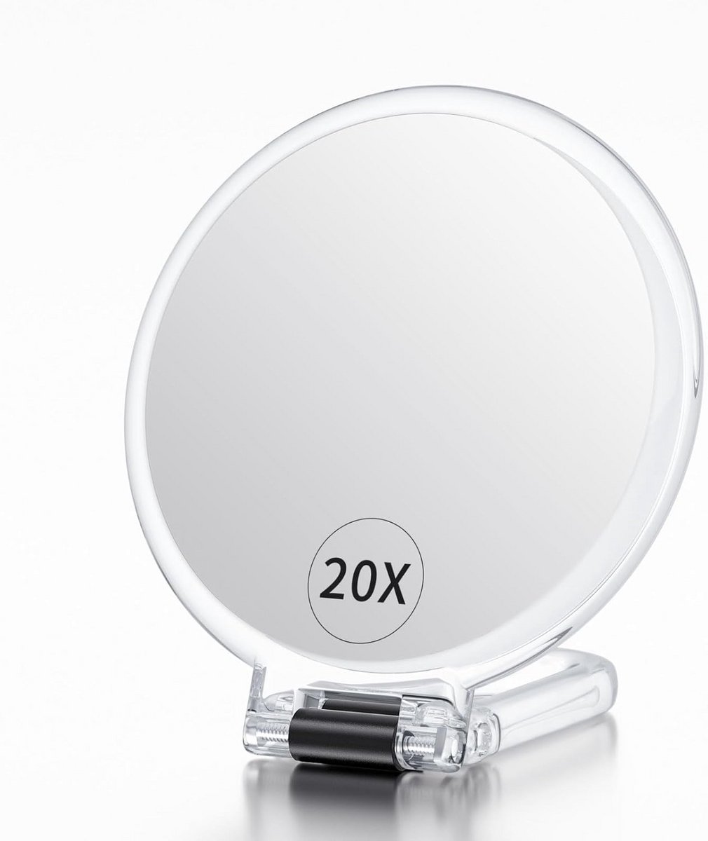 Dubbelzijdige Reisspiegel 20X/1X met Standaard en Handvat