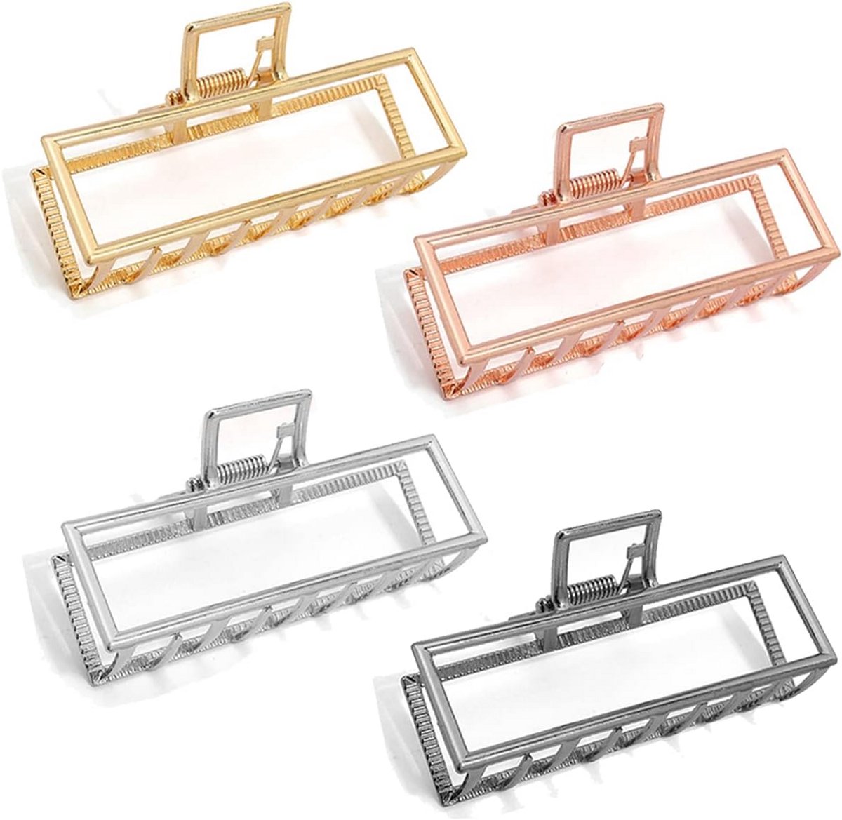 4 Stuks Vierkante Metalen Haarclips voor Dik Haar