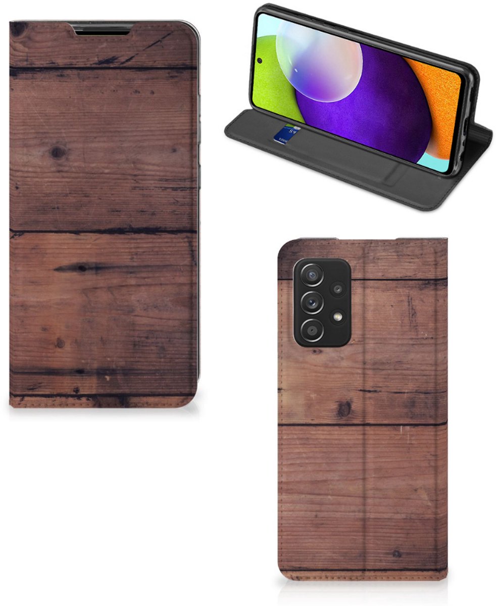 Samsung Galaxy A52 Book Wallet Case Old Wood