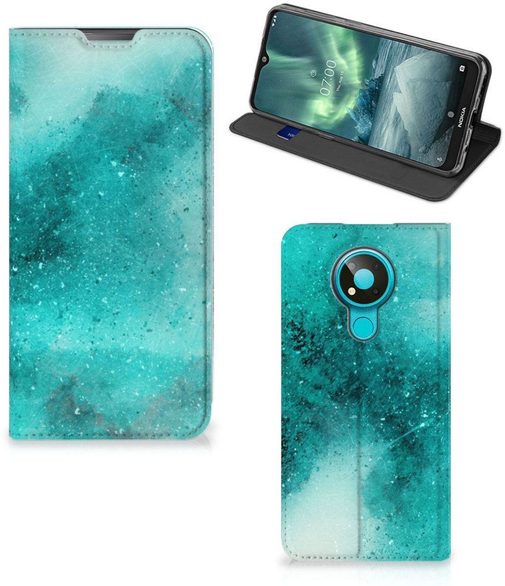 Book Case voor Bookcase Nokia 3.4 Painting Blue