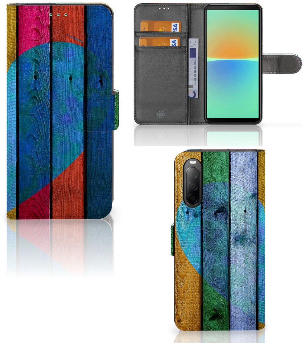 Sony Xperia 10 IV Book Style Case Wood Heart - Cadeau voor je Vriend