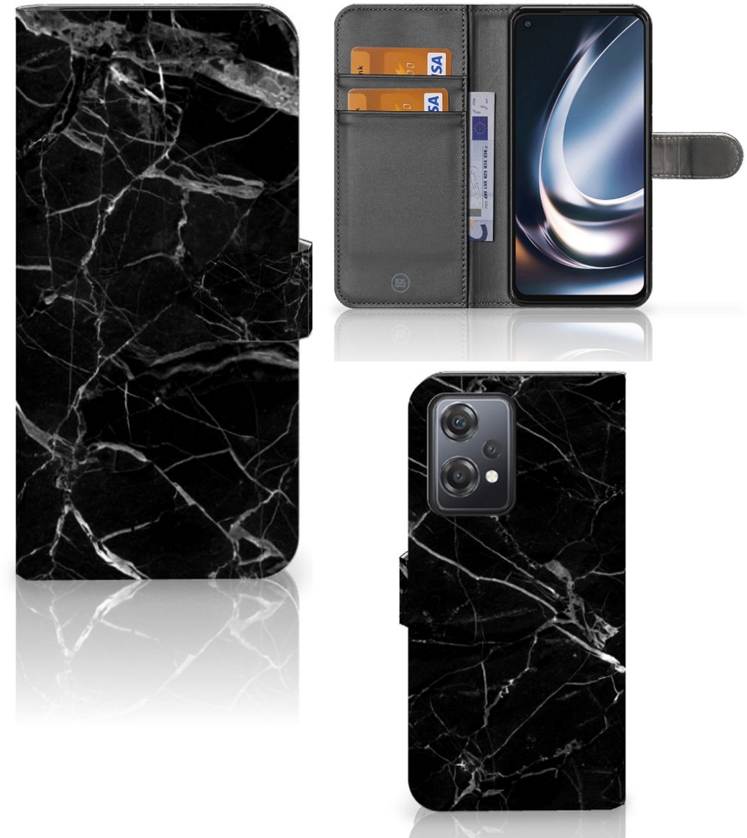 OnePlus Nord CE 2 Lite Bookcase Marmer Zwart - Origineel Cadeau Vader
