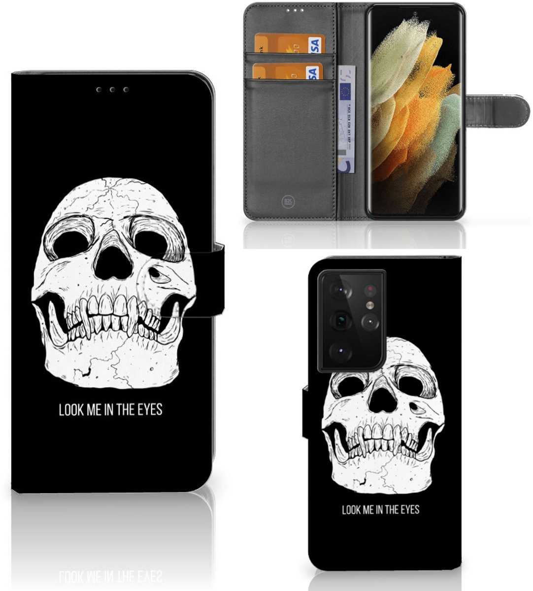 Book Case voor Telefoonhoesje met Naam Samsung Galaxy S21 Ultra Skull Eyes