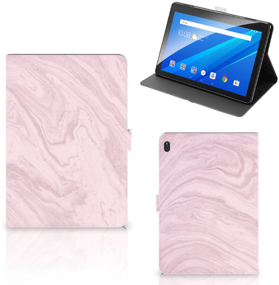 Lenovo Tab E10 Leuk Tablet hoesje Marble Pink - Origineel Cadeau Vriendin