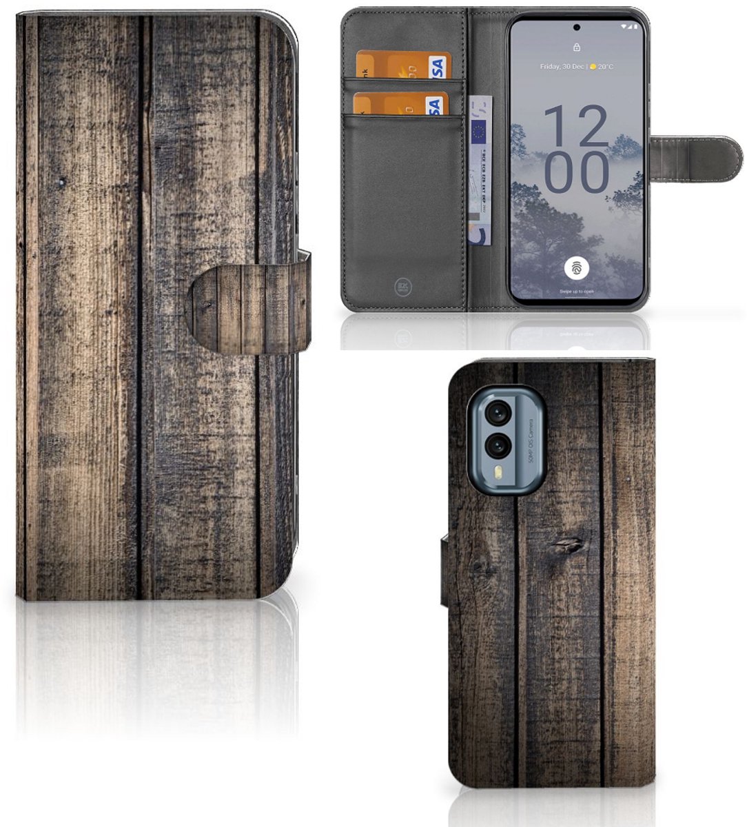 Nokia X30 Book Style Case Steigerhout