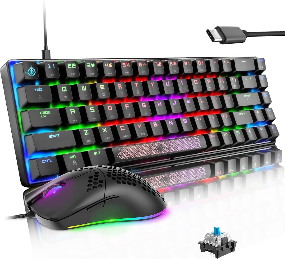 Gaming Toetsenbord en Muis Combo met RGB LED Verlichting en Mechanische Switches