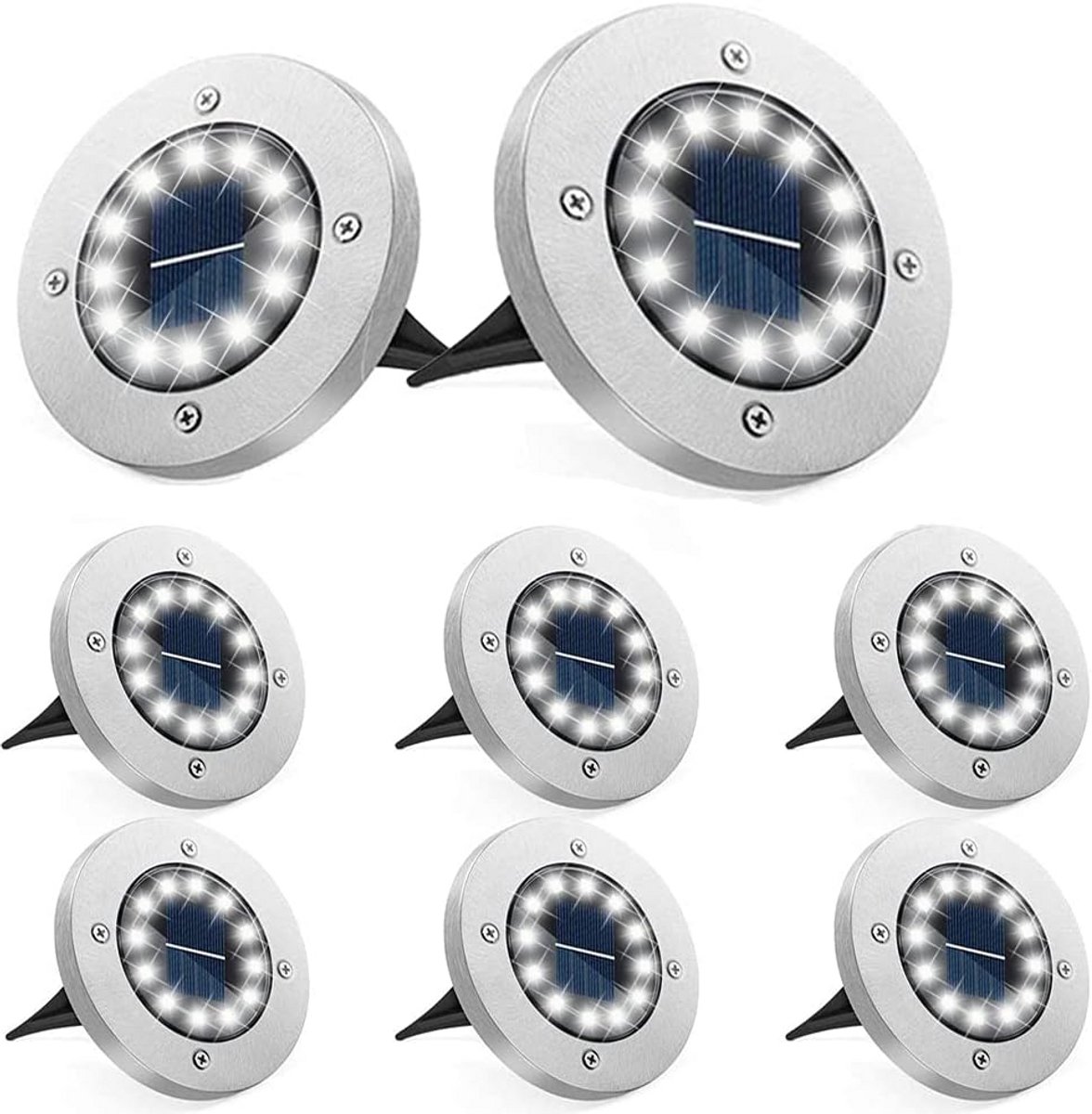 Zonne-energie Vloerlampen voor Buiten - Tuin- en Terrasverlichting met 12 LED's, Waterdich