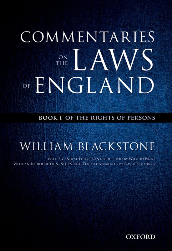 Commentries On Laws Of England Book I - cover