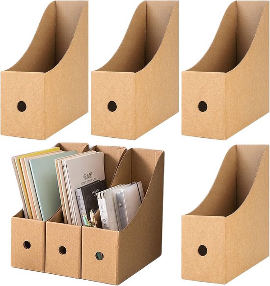 Foto: Duurzame dossierhouder set 4 stuks kraftpapier tijdschriftenhouder karton bureau organizer bureau accessoires office bruin