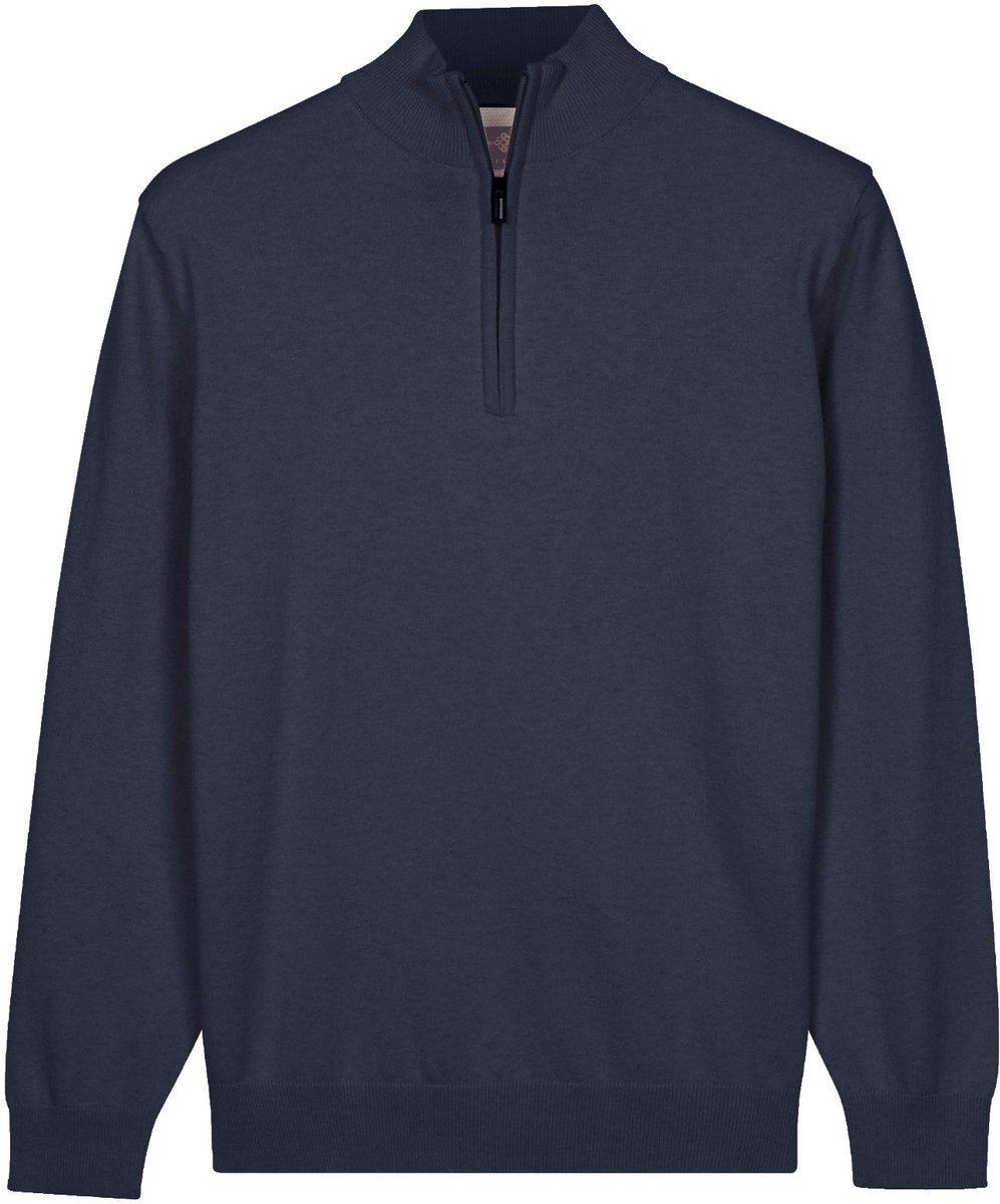 Baileys – Heren Trui – Half Zip Sweat – Basic Pullover met Rits – Navy - NOS8400-60
