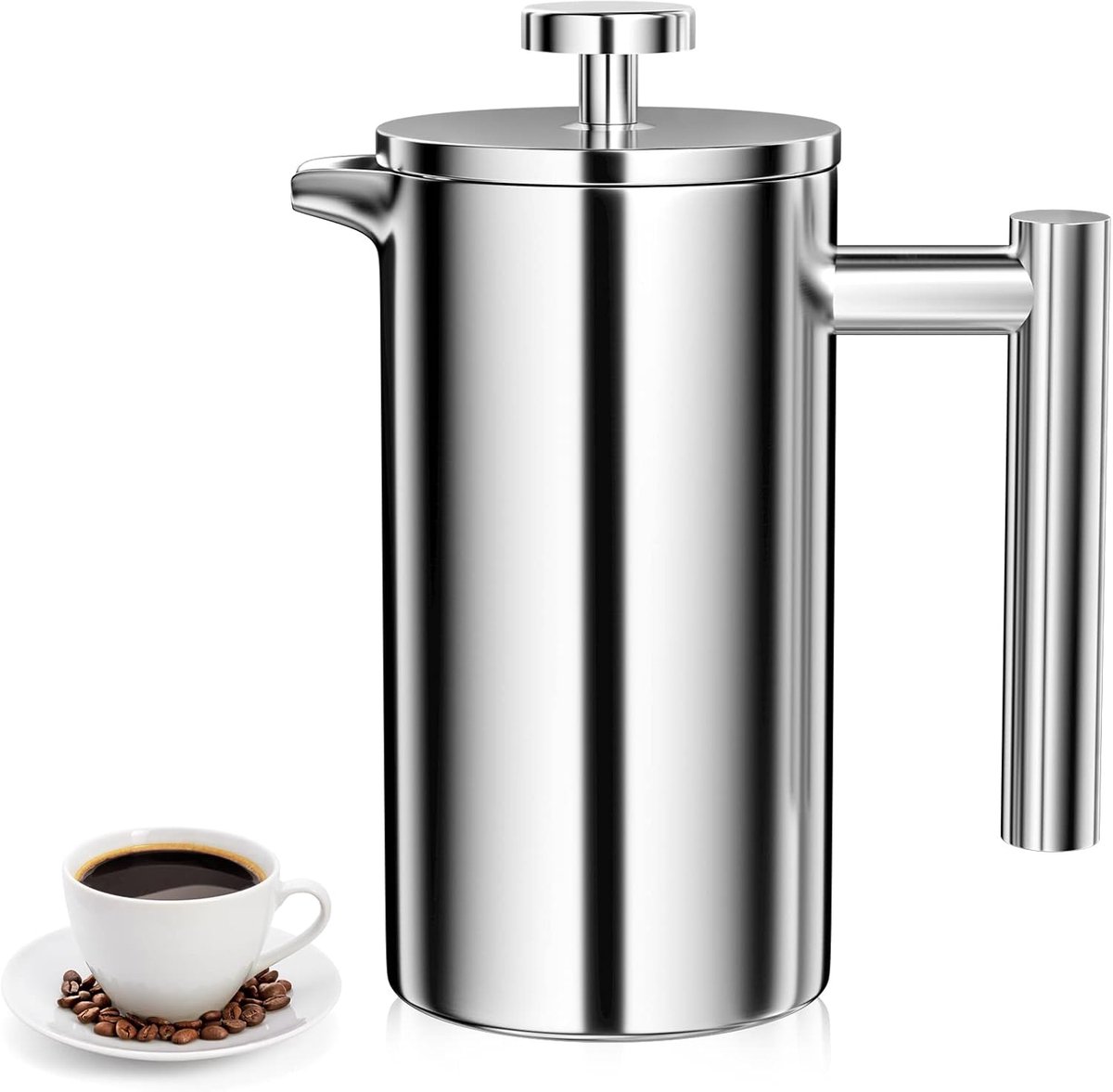 Roestvrijstalen French Press koffiezetapparaat 350 ml, ideaal voor thuis en onderweg