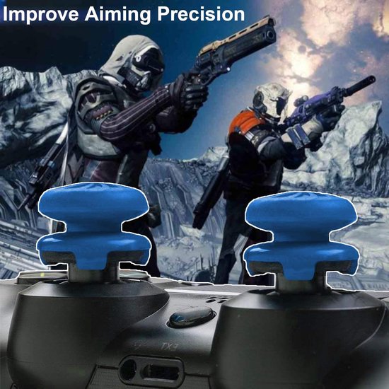 Joystick Doppen voor PS4 en PS5 - Silicone Thumbstick Grip voor Verbetering van Nauwkeurigheid en Controle, 2 Stuks, Blauw — afbeelding 3