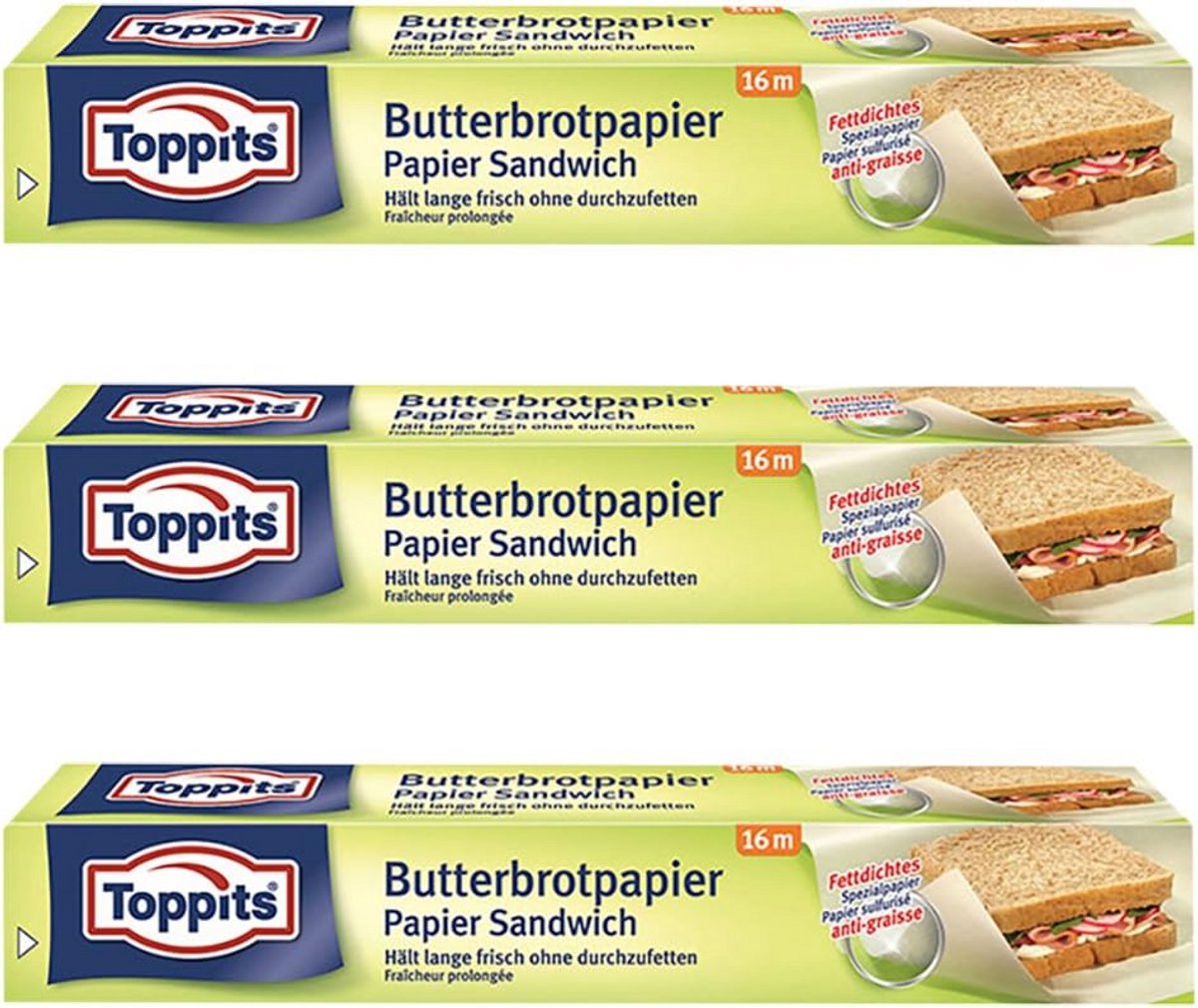 Boterbroodpapier 28 cm x 16 m - 3 rollen