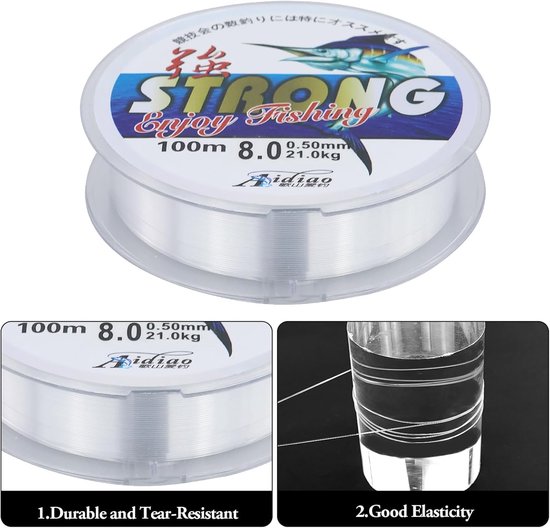 100 meter vislijn monofilament - Sterke nylon visdraad voor zeevissen en ambachten — afbeelding 2