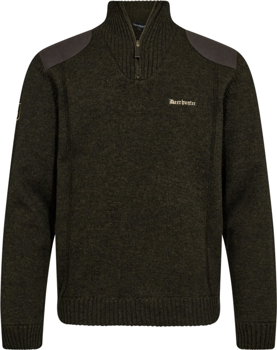 Deerhunter Finley Trui met Ritskraag scandinavische trui Wintertrui Ridgewood Melange Cypress