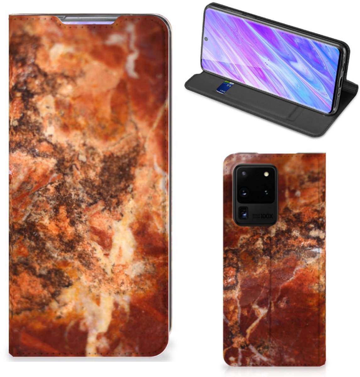 Samsung Galaxy S20 Ultra Standcase Marmer Bruin