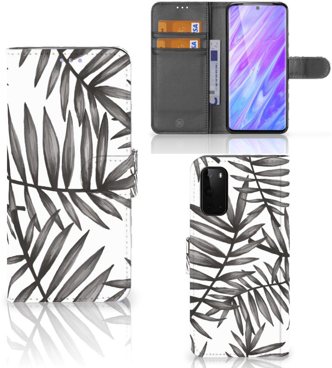 Samsung Galaxy S20 Hoesje Leaves Grey