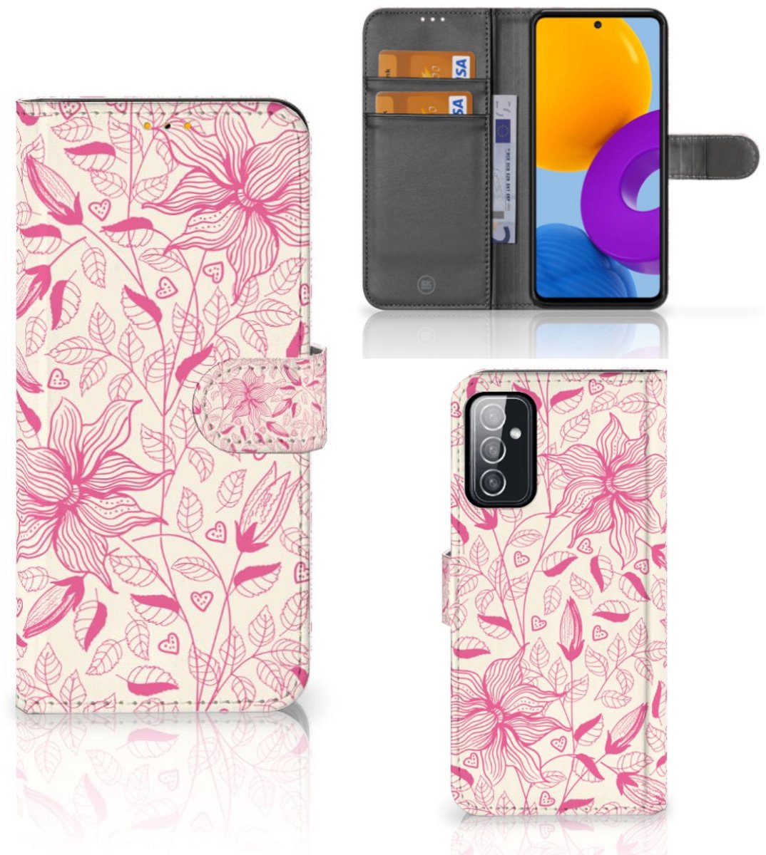 Samsung Galaxy M52 Hoesje Pink Flowers