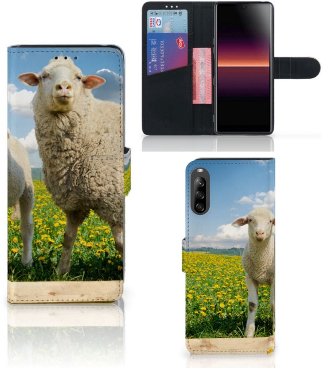 Sony Xperia L4 Telefoonhoesje met Pasjes Schaap en Lammetje