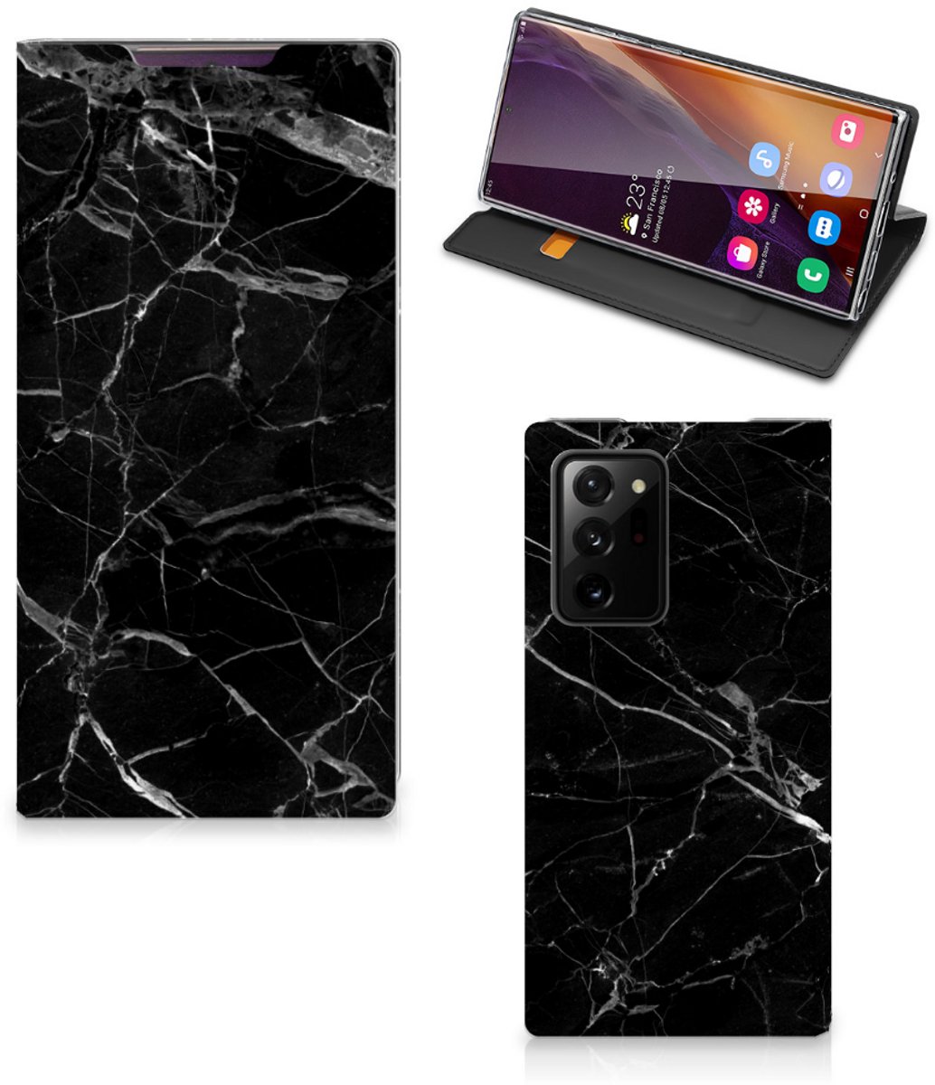 Samsung Galaxy Note 20 Ultra Standcase Marmer Zwart - Origineel Cadeau Vader