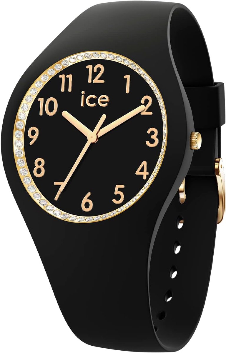 Witte dameshorloge met kristallen cijfers en silicone band