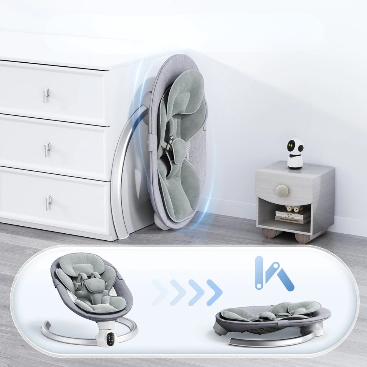HHHK - Elektrische Wipstoel - Babyschommel - Wipstoel - Elektrische Babyschommel - Babyswing - Elektrische Wipstoel Baby - Baby thumbnail 6