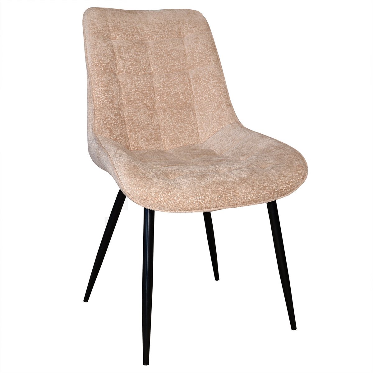 Lizzely Garden & Living SET DEAL: 6 stuks Eetkamerstoel De Vince beige chenille eetstoel zetel