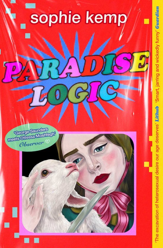 Couverture de livre "PARADISE LOGIC" par Sophie Kemp, avec un portrait d'une femme tenant un agneau.