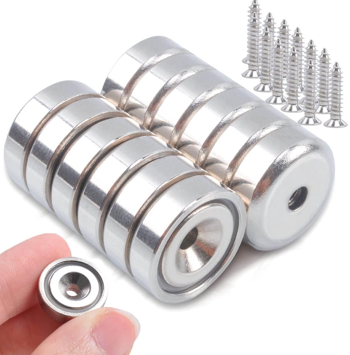 Sterke Neodymium Magneten met Gat - 16 x 5 mm, 12 Stuks voor Diverse Toepassingen