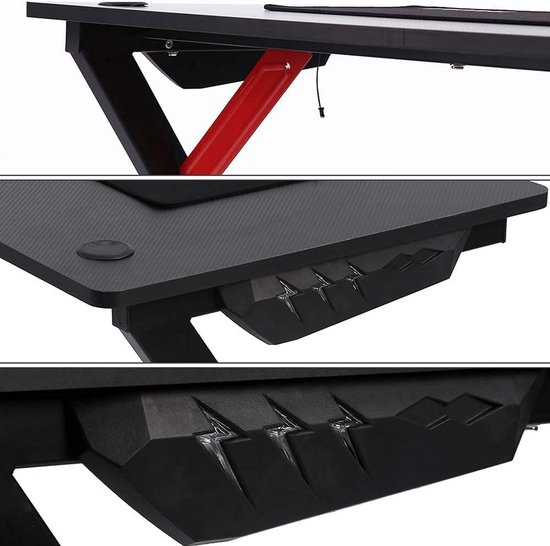 Gaming Bureau met LED-verlichting en Muismat - 120x60 cm voor Perfecte Online Gaming — afbeelding 4