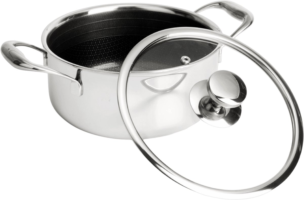 Herman den Blijker - Hybride pan Ø 20 cm - Inclusief deksel - 100% PFAS-vrij - Krasvrije keramische antiaanbaklaag - Geschikt voor inductie, oven en alle andere warmtebronnen - Vaatwasserbestendig