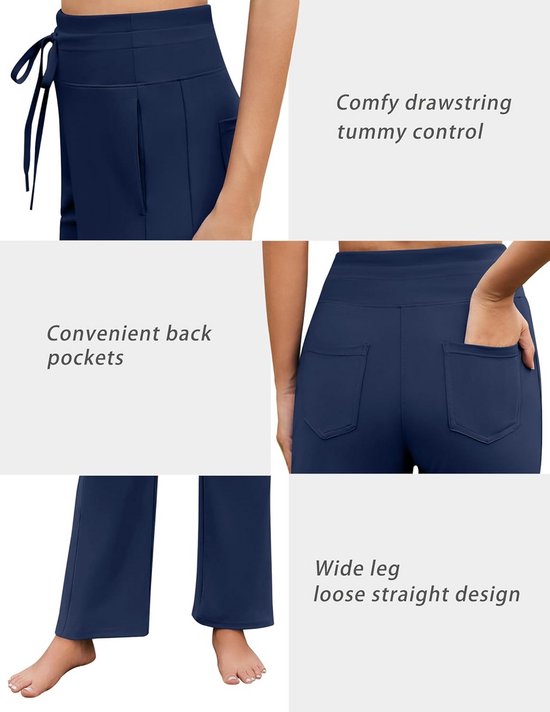 Dames Joggingbroek UPF 50+ Casual Lange Open Onderkant Yoga Sportbroek Hoge Taille met 4 Zakken — afbeelding 3