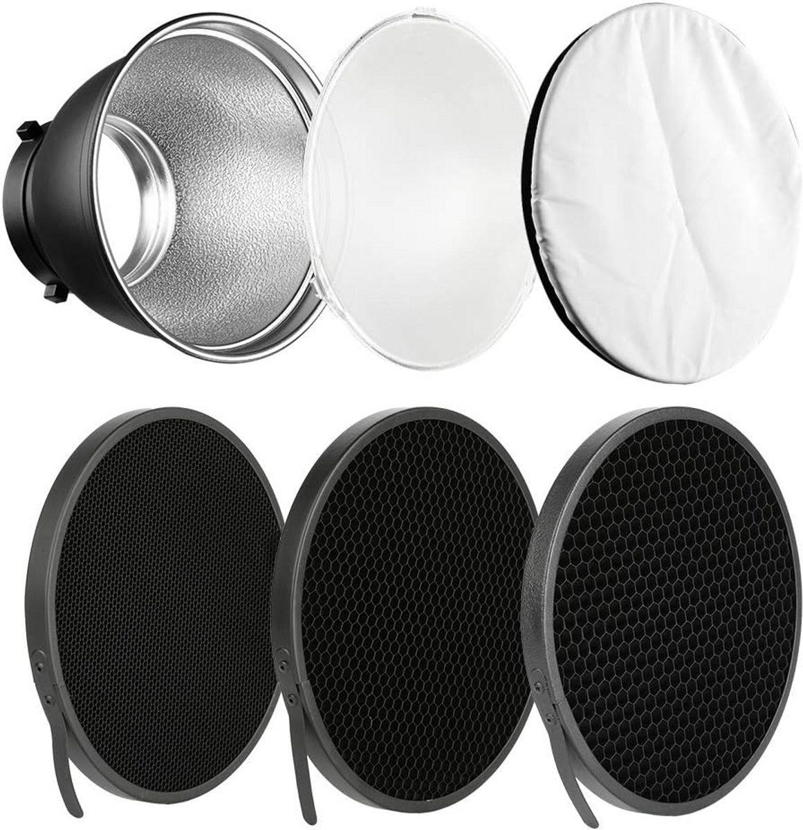 7" Standaard Reflector Diffuser Lamp Schaduw met Honeycomb Grids voor Studio Flitslicht