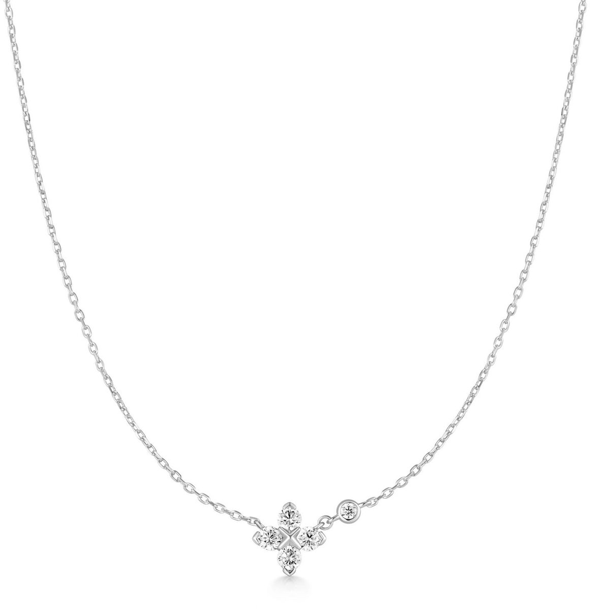 Silver Sparkling Clover Necklace S