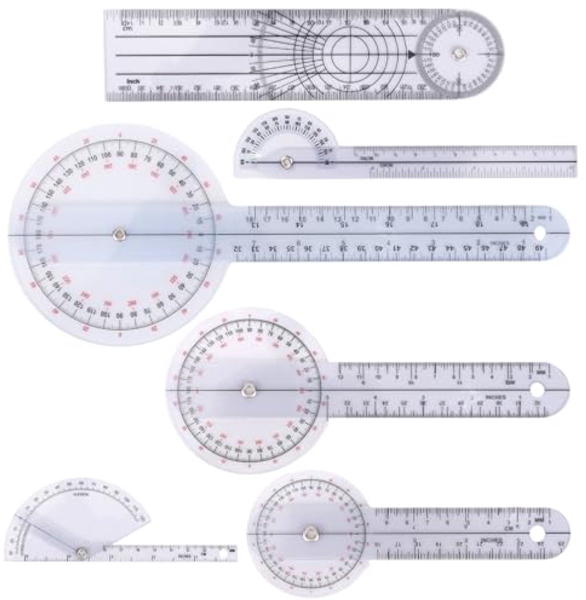 Goniometer Set - 6 Stuks - Transparante Hoekmeter voor Metingen