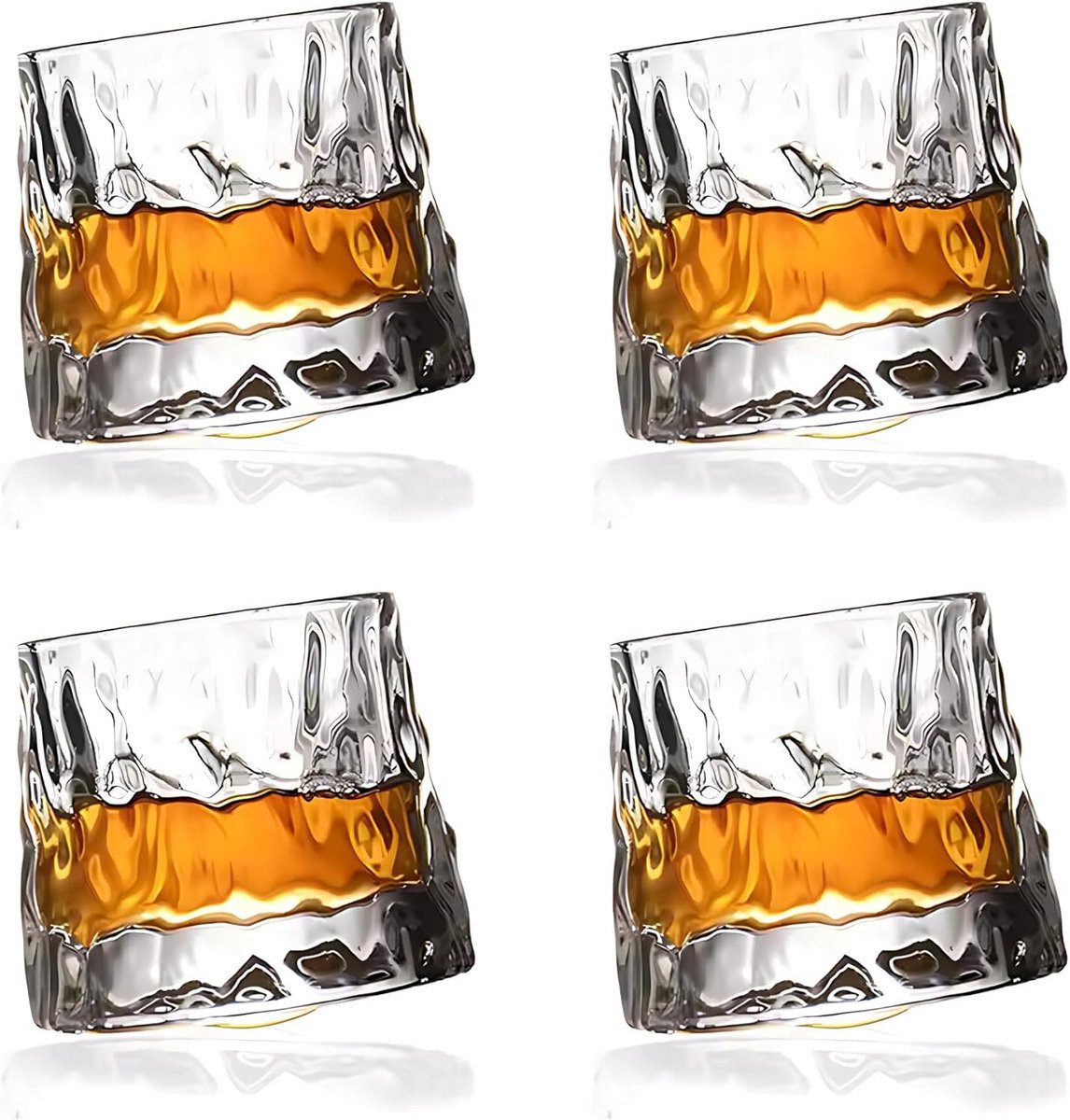 Set van 4 whiskyglazen met bolvormige bodem voor proeverijen