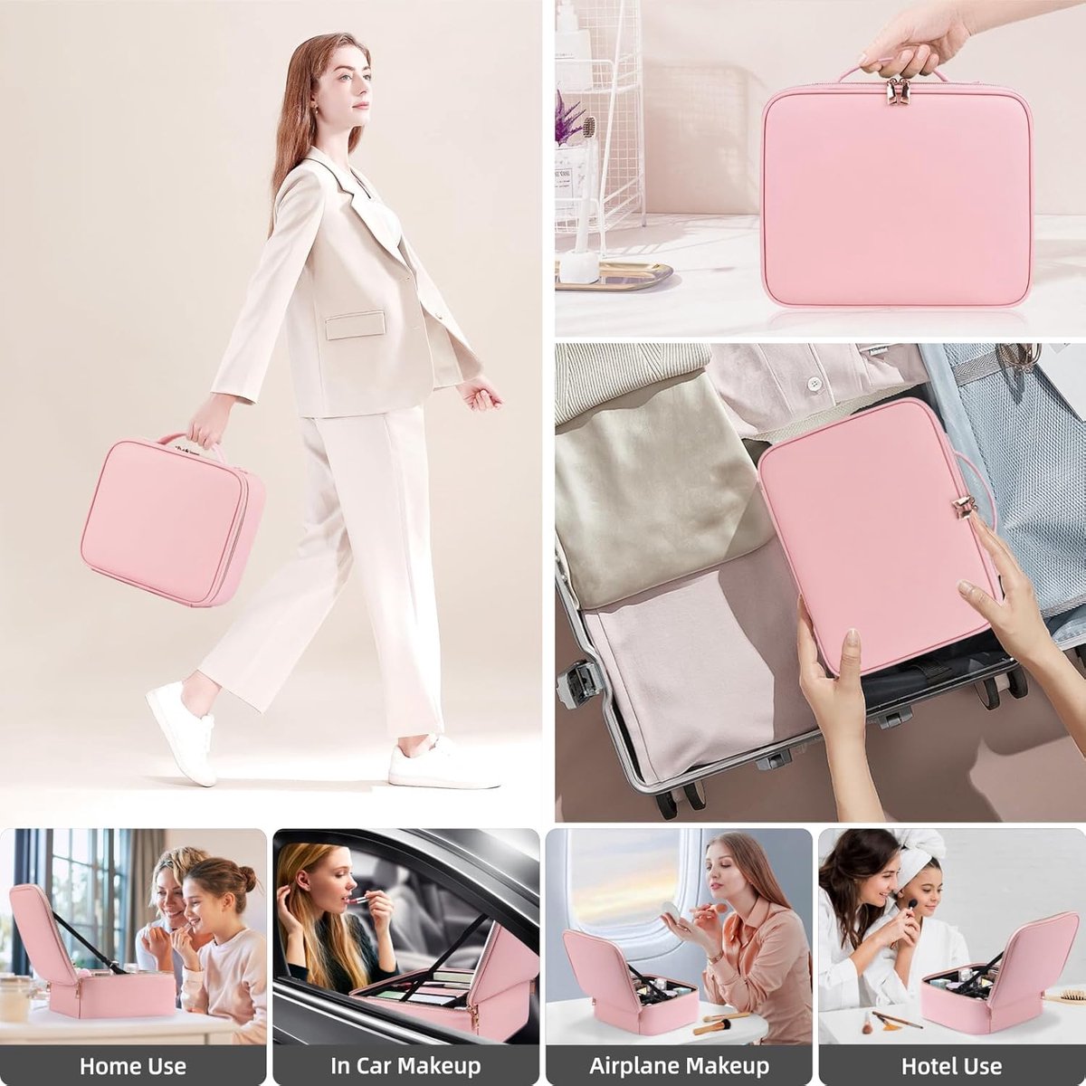 Professionele Make-up Koffer met Verlichte Spiegel en 3 Kleurstanden