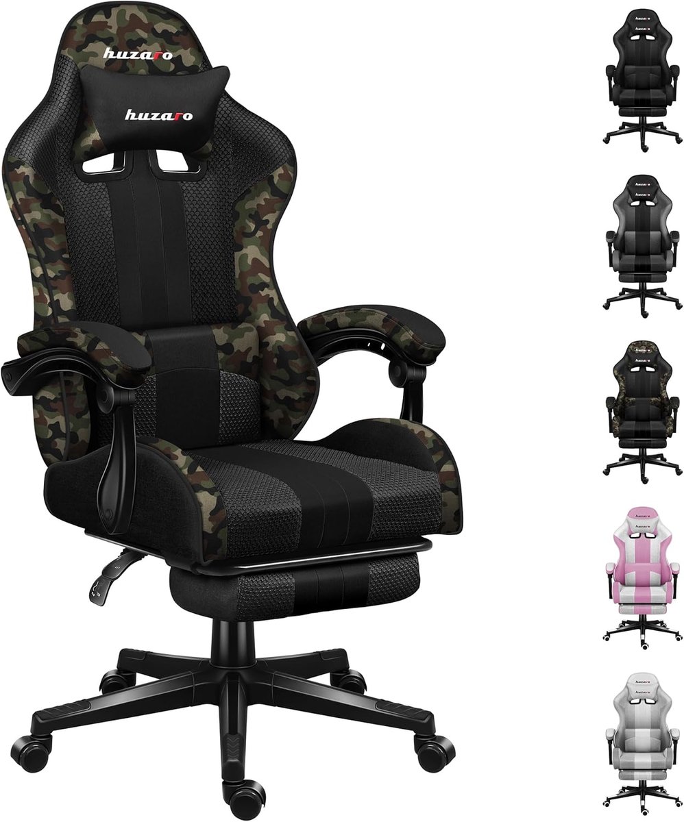 Ergonomische Gaming Stoel met Voetensteun en Camouflage Patroon