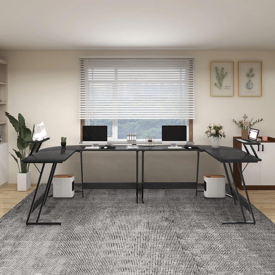Hoek Gaming Bureau 130x130cm Zwart - L-vormig Computerbureau voor Studeren, Gamen en Werken — afbeelding 5