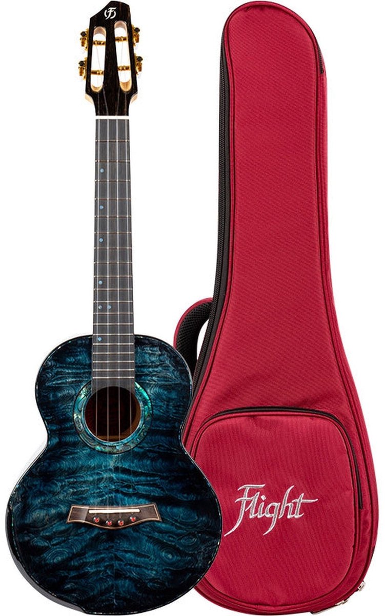 Flight A10QM A10 Volmassief Tenor Ukulele - Gequilte Esdoorn Blauw