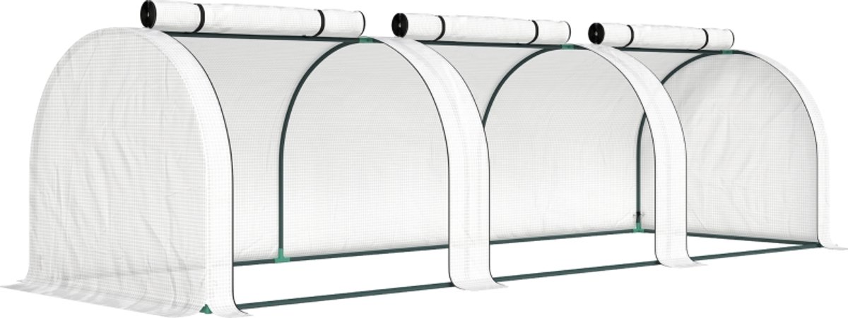 REDOM - Foliekas - 3 Ramen Met Rits - Compact Ontwerp - Voor Tuin Of Balkon - Staal - Wit