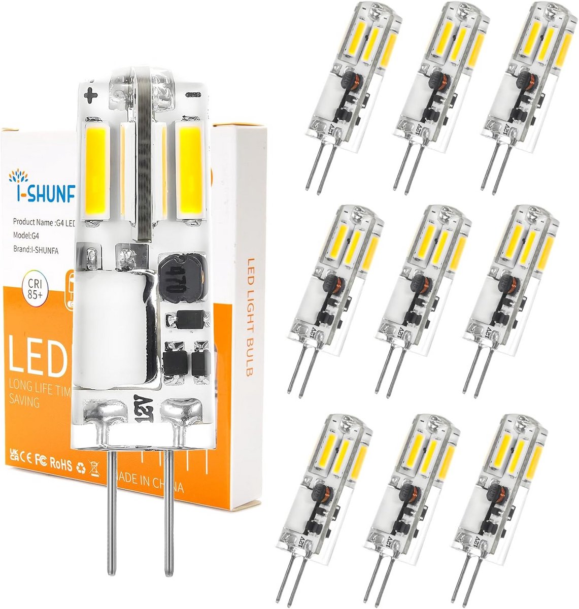 G4 LED Lampjes 1.2W Koel Wit 6000K 12V Vervanging Halogeen (Set van 10)