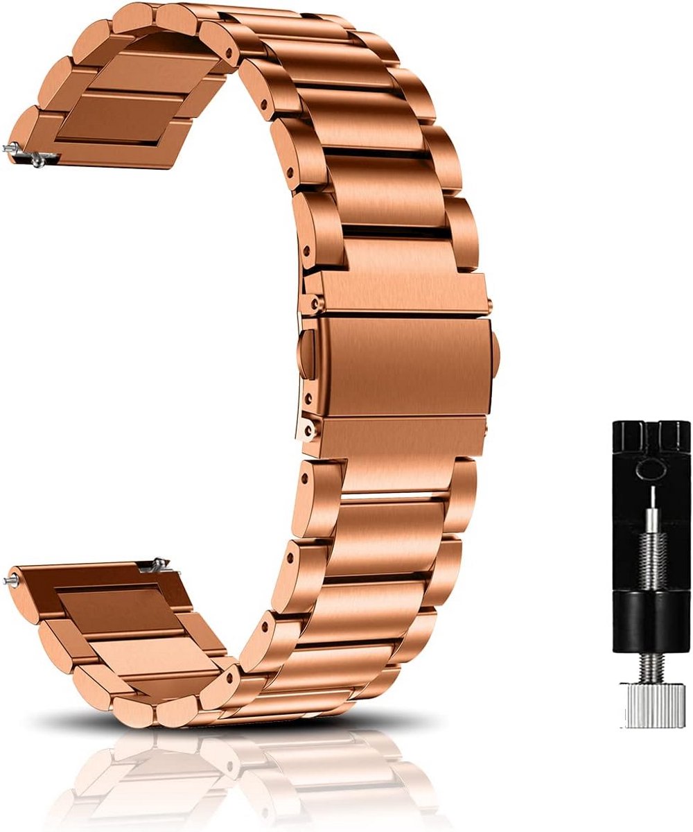 Metalen Horlogeband Roestvrij Staal Reservebandjes 18mm 20mm 22mm Roségoud