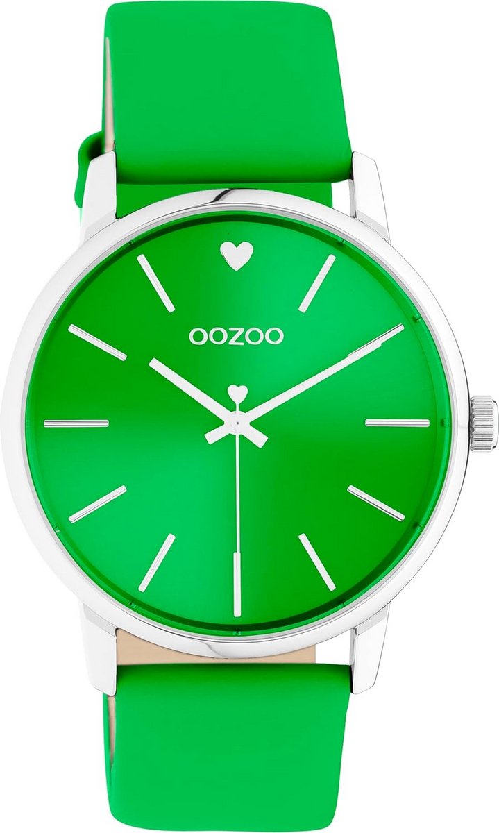 Stijlvol Dameshorloge Zilver Rond Analoog met Smalle Leren Band