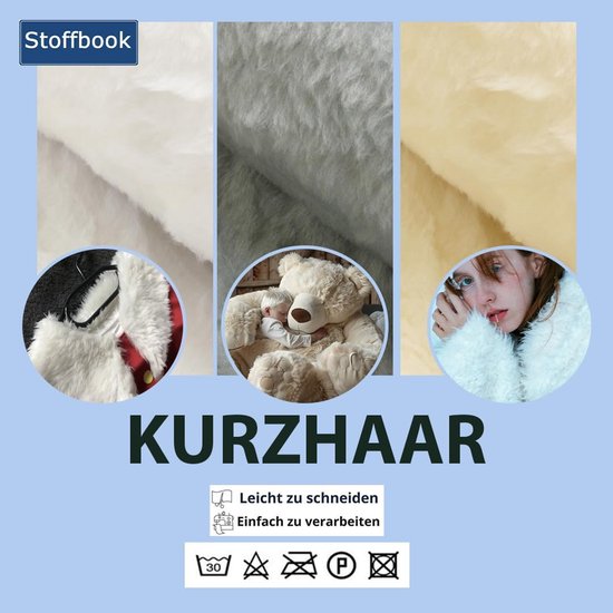 Zacht Kortharig Teddy Vacht Imitatiebont Stof per Metr | Wit — afbeelding 3