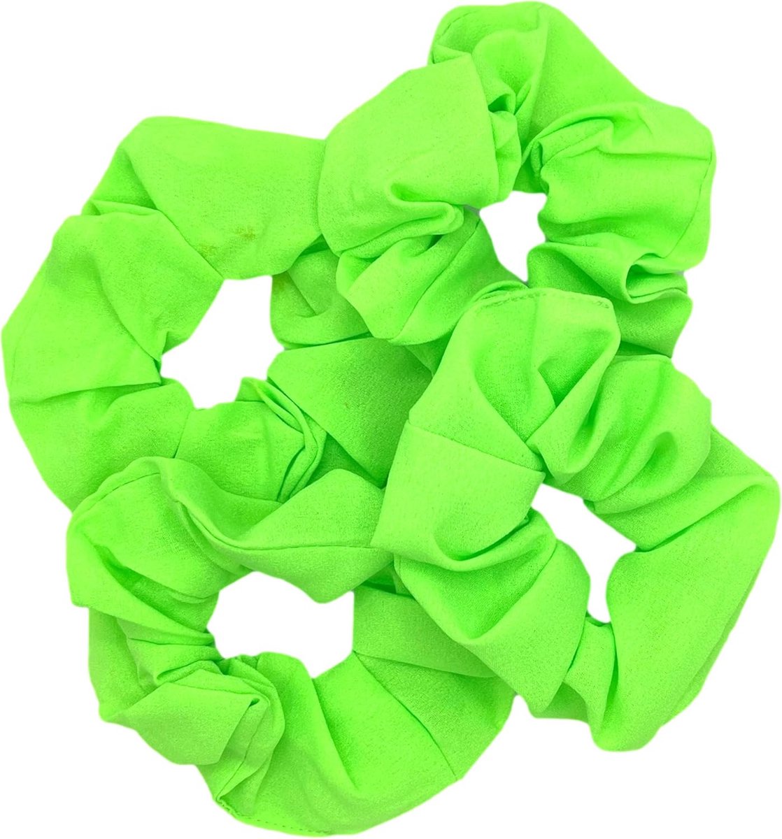 Elastische Neon Scrunchies voor Haar - Set van 4 in Groen - Perfect voor Jaren '80 Thema