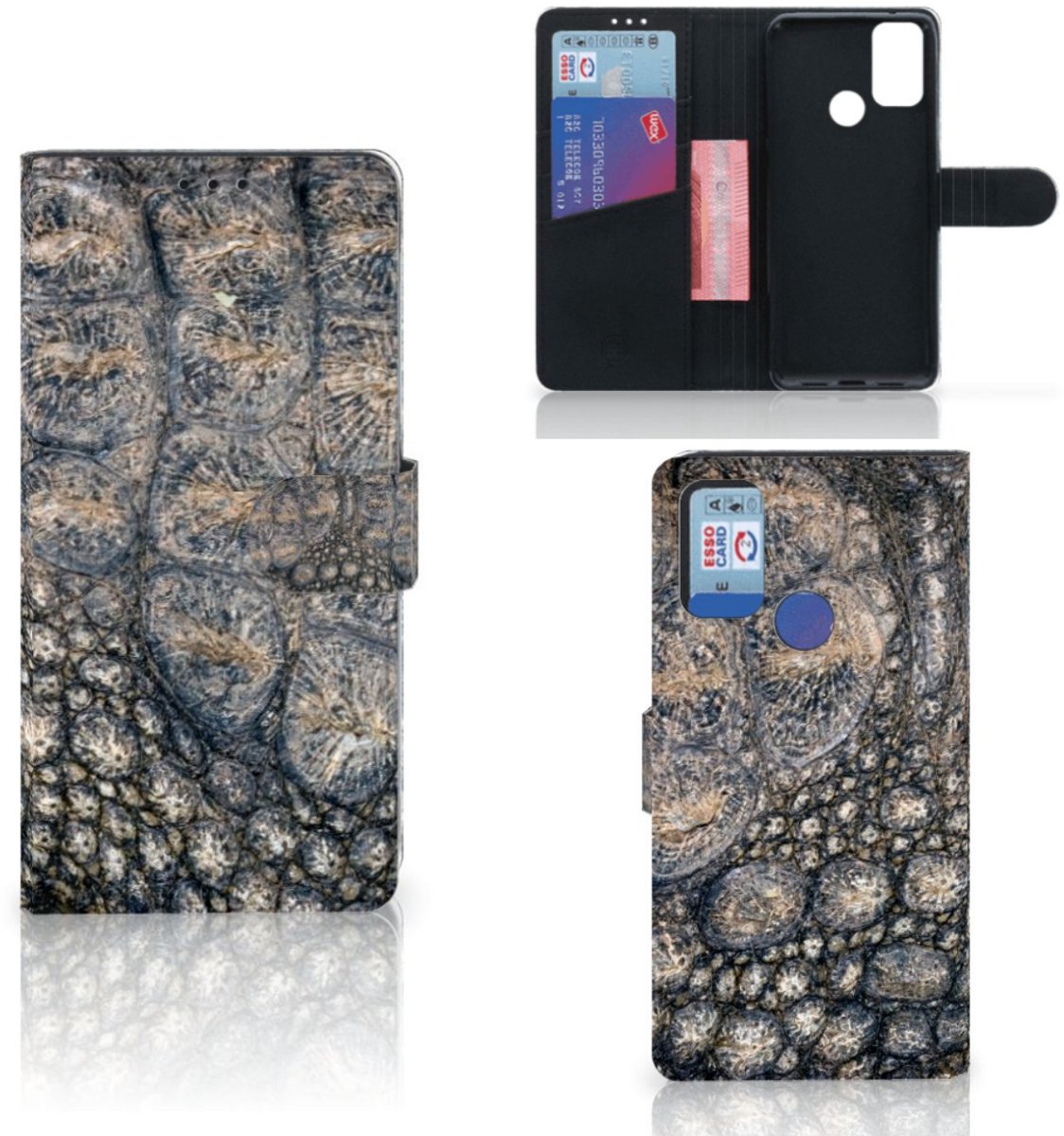 Alcatel 1S (2021) Telefoonhoesje met Pasjes Krokodillenprint